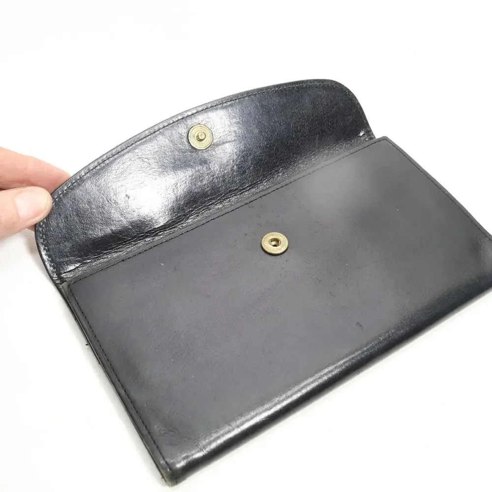 Vintage Coach Clutch Wallet Black Leather Envelope Trifold ID Cards Coin Sleek